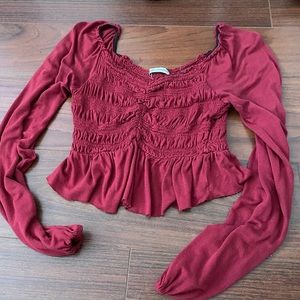 Urban Outfitters Red Crop Long Sleeve